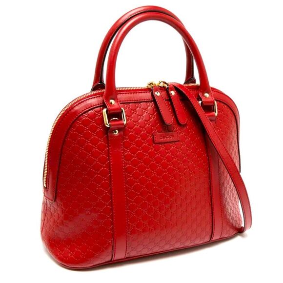 Auth Gucci Red Microguccisima Convertible 2way Mini Dome Satchel Crossbody - Picture 4 of 12
